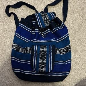 Blue and Black Striped Women's Bag